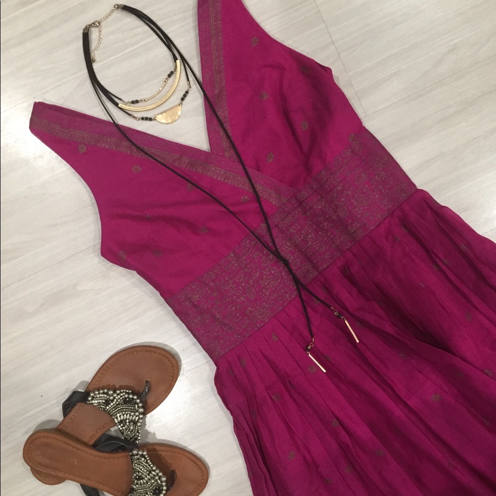NWOT Isaac Mizrahi fuchsia and gold dress size 2 - Picture 2 of 11